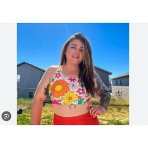 ModLi Calypsa Women's Plus Removable Cups Racerback Swim Bra Top Black Size 4X